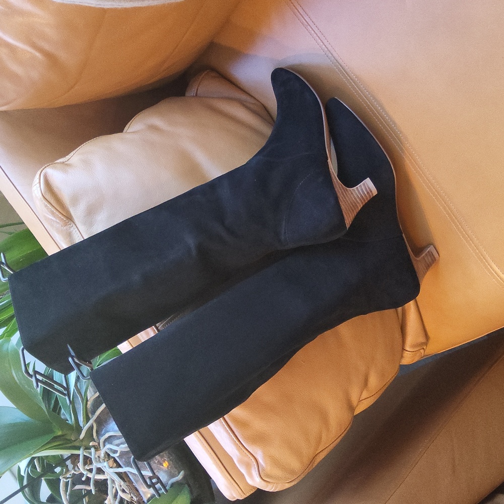 Chic Black Suede Heeled Boots